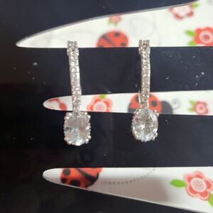 Brazilian Goshenite & Cambodian Zircon Sterling Silver Charm hoop Earrings